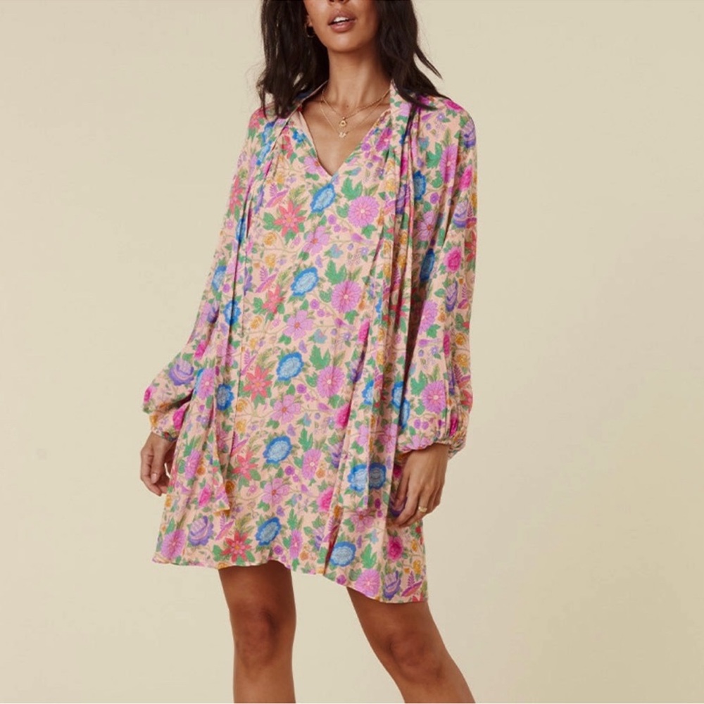 Spell mossy high neck mini dress S